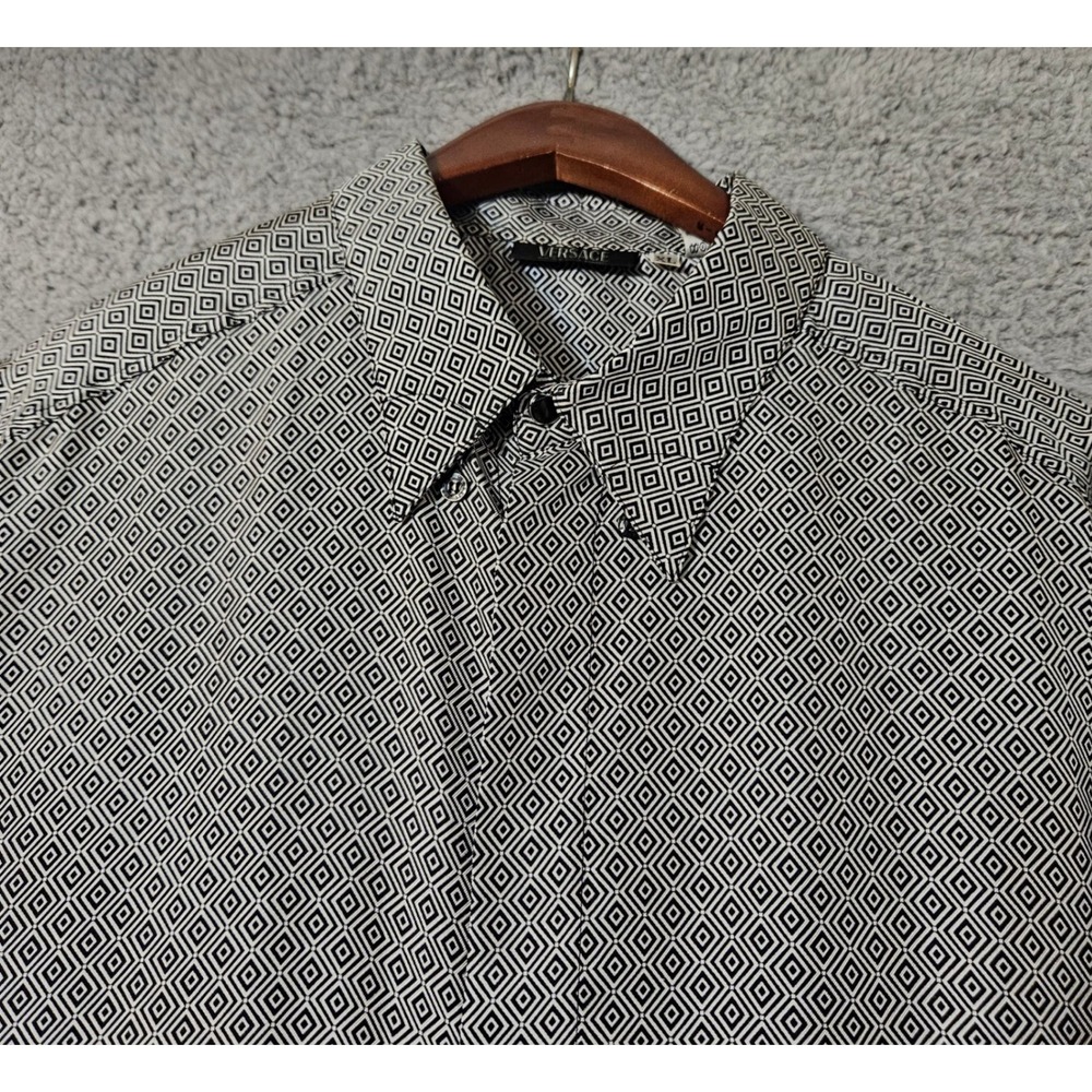 Vintage Versace V2 Classic 100%‎ Silk Italy Men's Shirt Button Up Size XL